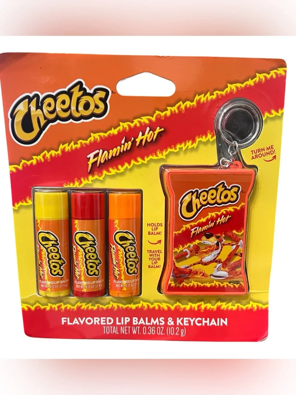 Cheetos Flamin' Hot Lip Balm Trio with Keychain